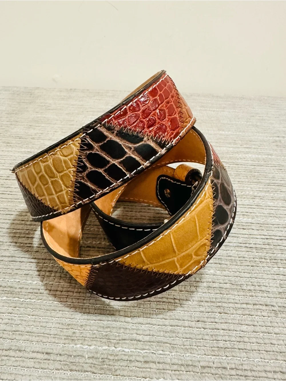 Genuine Alligator Crocodile Patchwork Belt Made in Italy Vero Coccodrillo